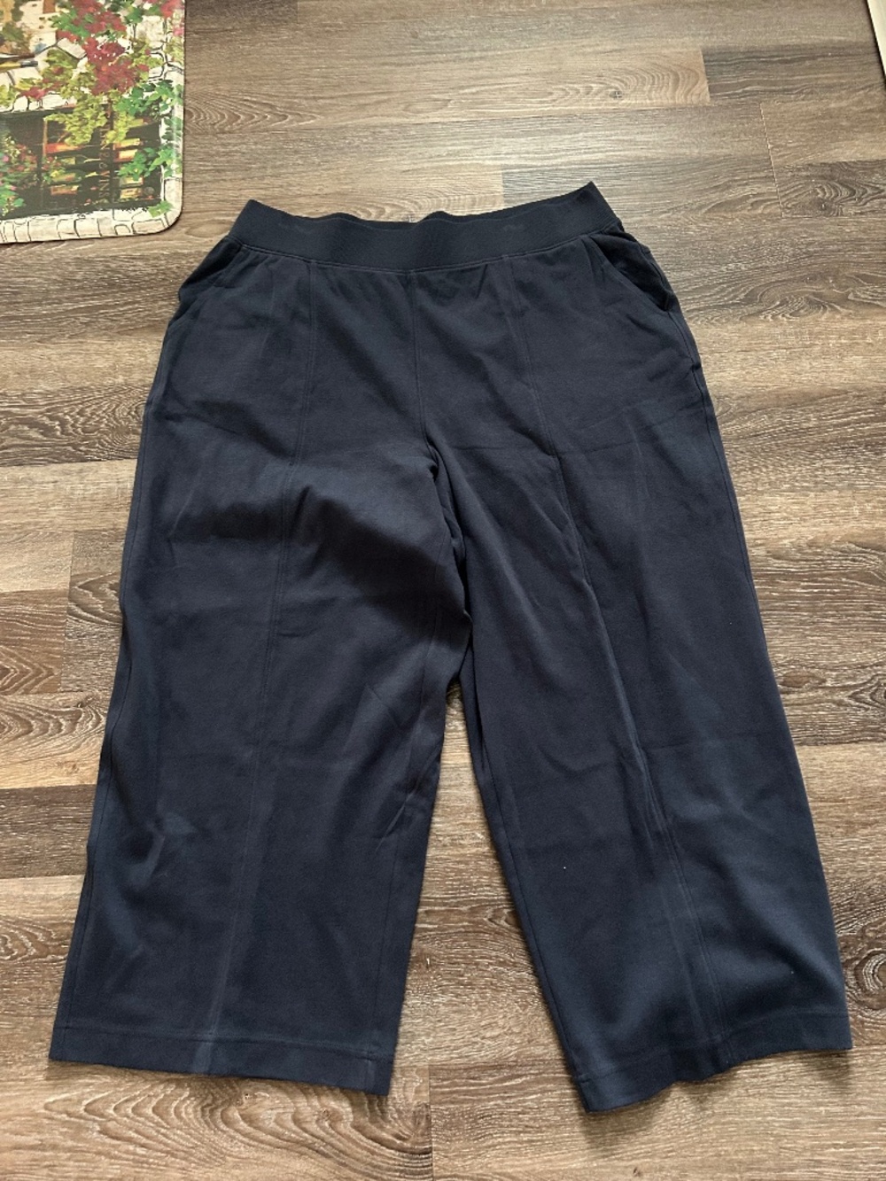 Pact Organic Airplane Pintuck Wide Leg Pant Sz XXL Midnight Blue Women’s
